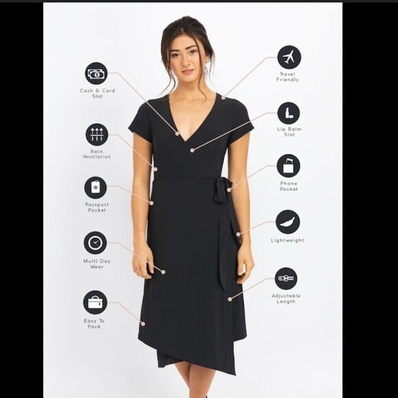 KOSAN GO TRAVEL DRESS Black Wrap Size Small Adjustable New - Picture 1 of 10